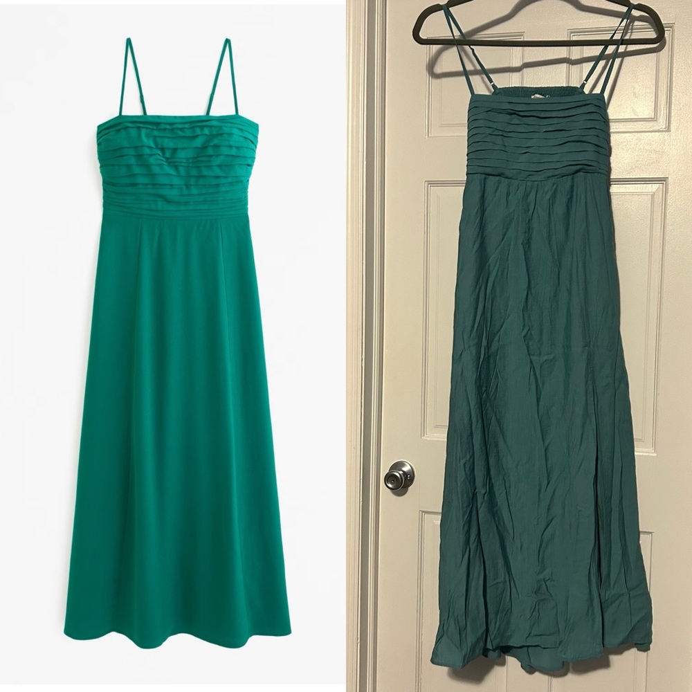 NWT Abercrombie & Fitch large Emerson crepe green midi dress spring summer